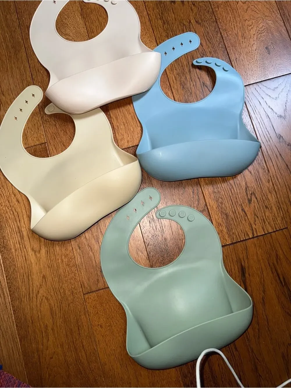 Silicone Baby Bib with Food Catcher Set of 4 - Blue, Sage, Cream, White